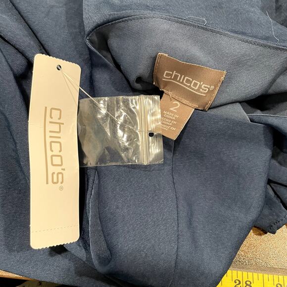 TCC - Chicos 2 L Tunic Top Split Back Flowy Lagenlook Boho Classic Spring Summer - Picture 8 of 14